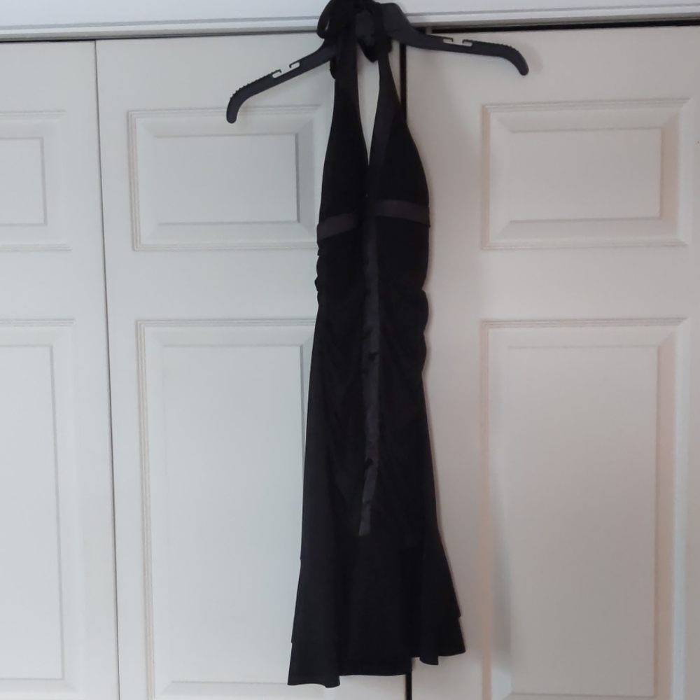 Black halter ruched dress size medium